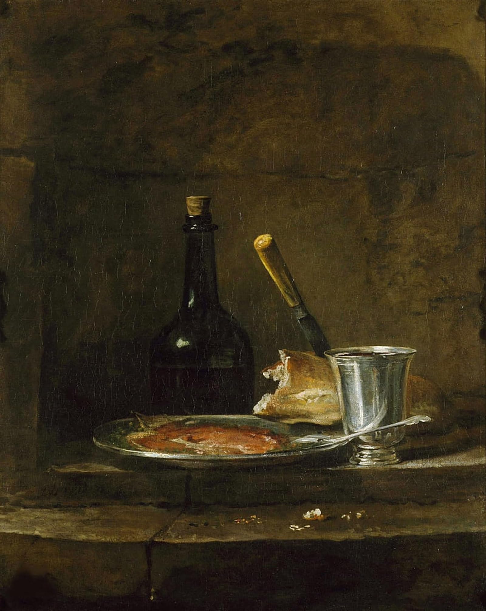 HRJUBWREE Retro Picture Art Painting Wall Poster Preparing the Breakfast or the Silver Goblet Before by Jean Baptiste Simeon Chardin Vintage Art Print for Office Decor 60x90cm