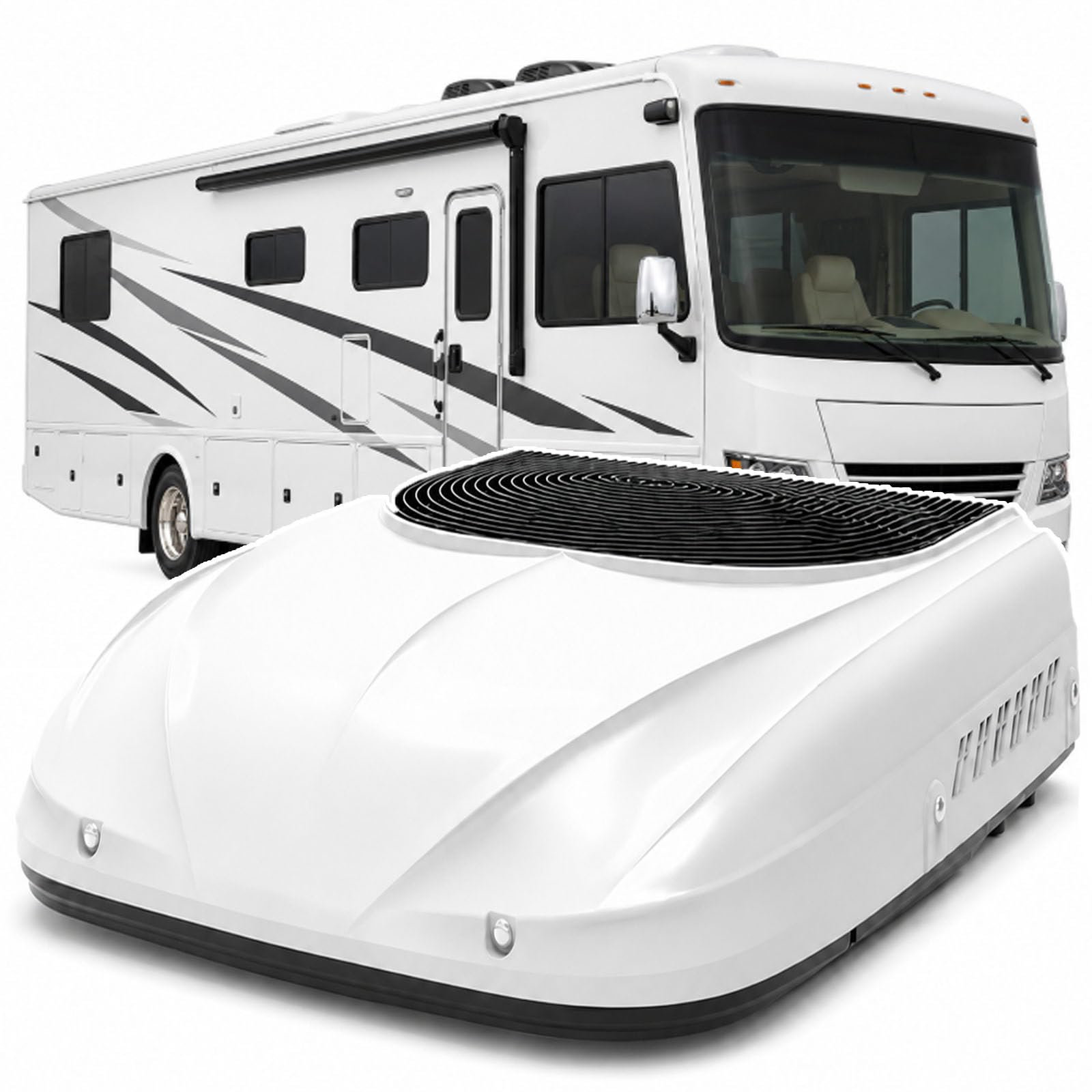 ErShangMao Pro Rv Air Conditioner, Portable Rv Ac Unit With Led Light, Auto Swing Airflow, 60db Quiet,12v/24v Caravan Air Conditioner,Remote Control For Rv,Trucks, Motorhomes, Campervans 12v-1800w