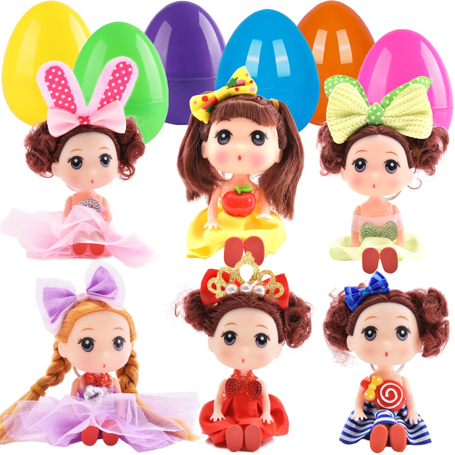 Easter Egg Fillers Prefilled Easter Eggs Filled Easter Basket Stuffers for Toddler Girls Kids with Toys Dolls Stuffed Basket Stuffers Girls Gifts Egg Hunt Non Candy Fillers Age 3 4 5 6 7 8+ Years Old