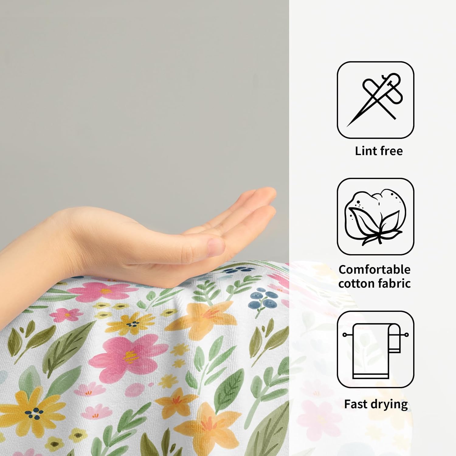 Spring Floral Hand Towels for Bathroom Set of 2 Green Yellow Pink Flower Leaves Easter Bathroom Hand Towels Decorative Holiday Seasonal Theme Soft Absorbent Bath Towel for Gym Shower Hotel Spa Guest - Image 4