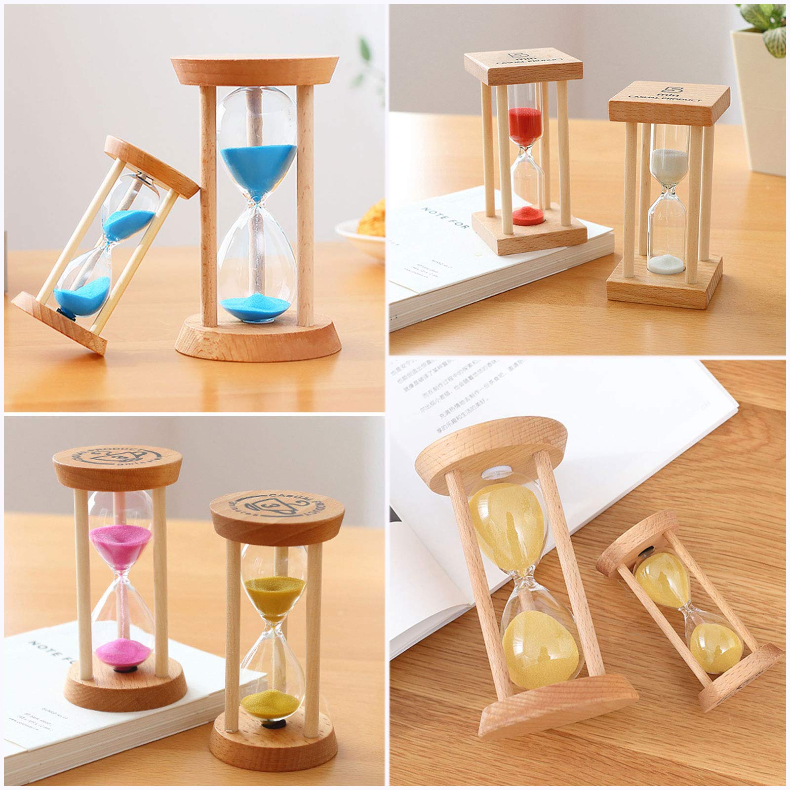 Clessidra vintage in metallo, clessidra con sabbia, timer in legno, 3/5/10/15/30 minuti, souvenir creativo, quadrato moderno (giallo, 5 minuti)