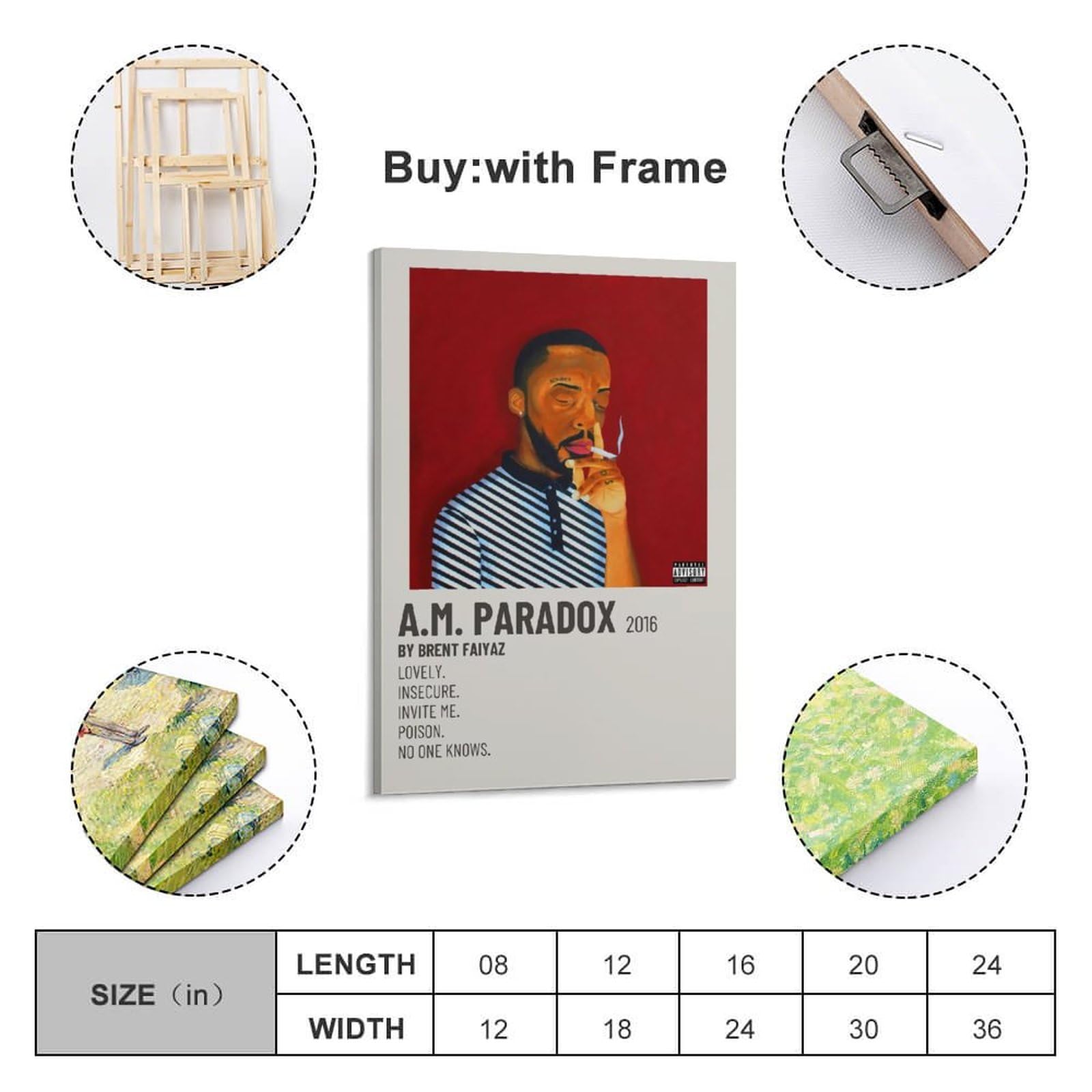 ALOEU Toile Brent Faiyaz SONDER SON - Poster Album Musical Déco Murale Moderne