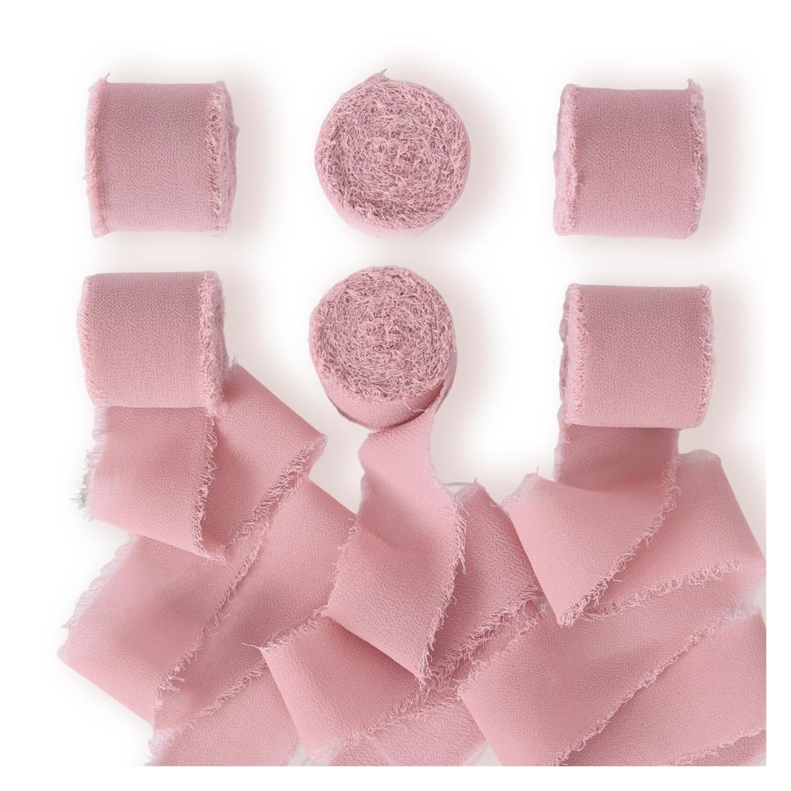Wysokiej jakości szyfonowe i jedwabiste wstążki na wesela, bukiety, pakowanie prezentów(Pink)