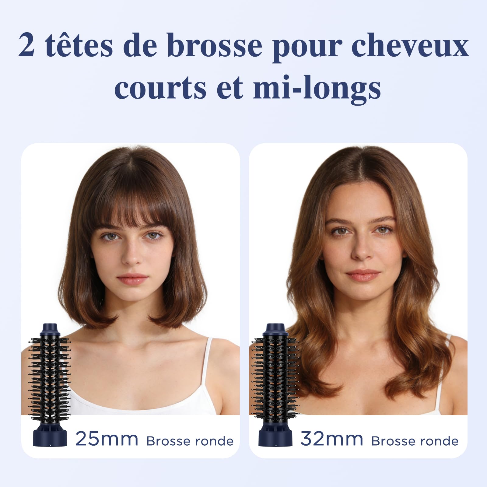 PARWIN PRO BEAUTY Brosse Soufflante 4 en 1, sèche-cheveux | Volume rapide, boucles, lissage, 3 températures, céramique, soin ionique, 1100 watts, Bleu