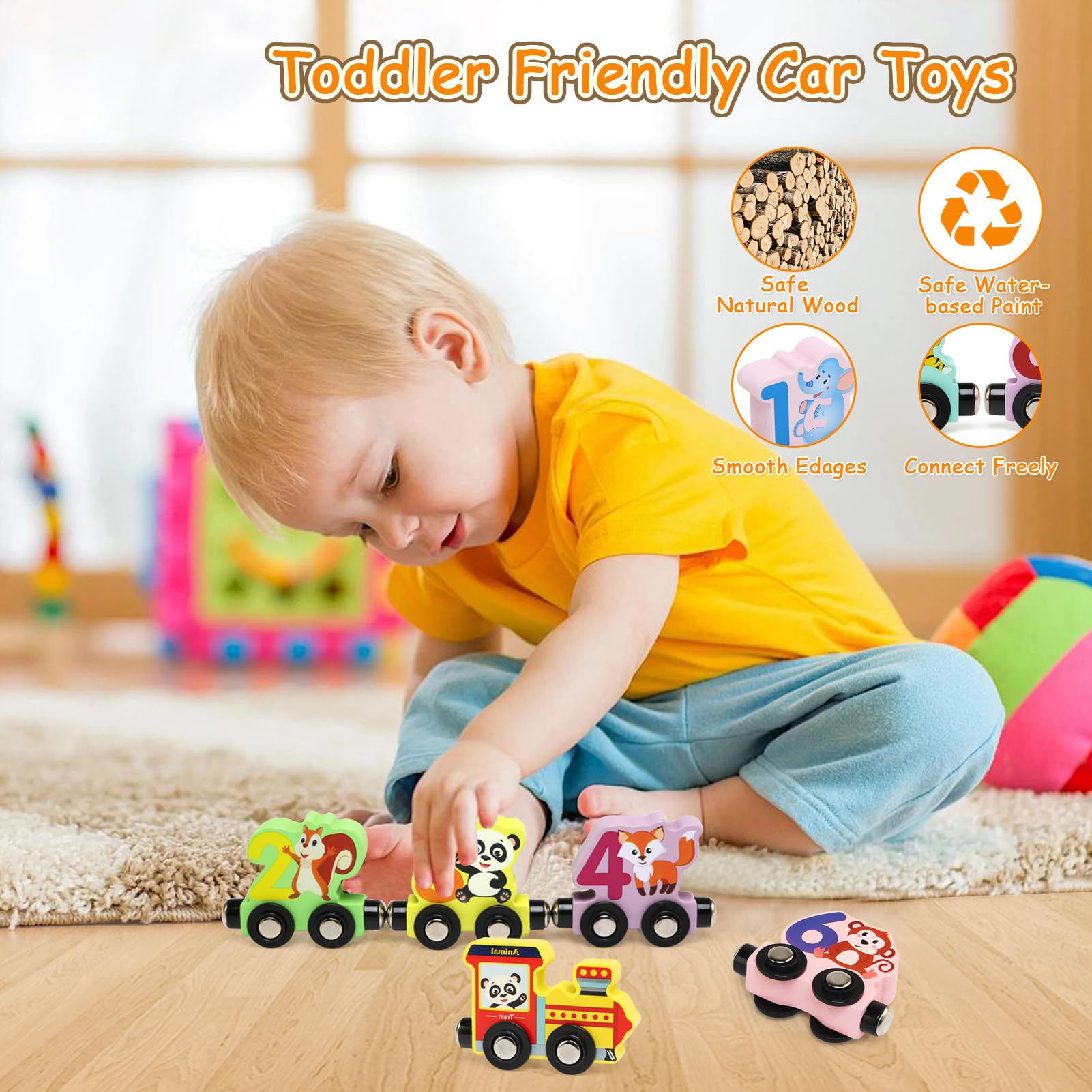 Train Aimants Enfants Train En Bois Jouet éducatif - Chiffres Et Couleurs - 12 Pièces Avec Aimants - Montessori Pour Enfants 1-3 Ans - Cadeau Garçon Fille Camion Giocattolo Per Bambini