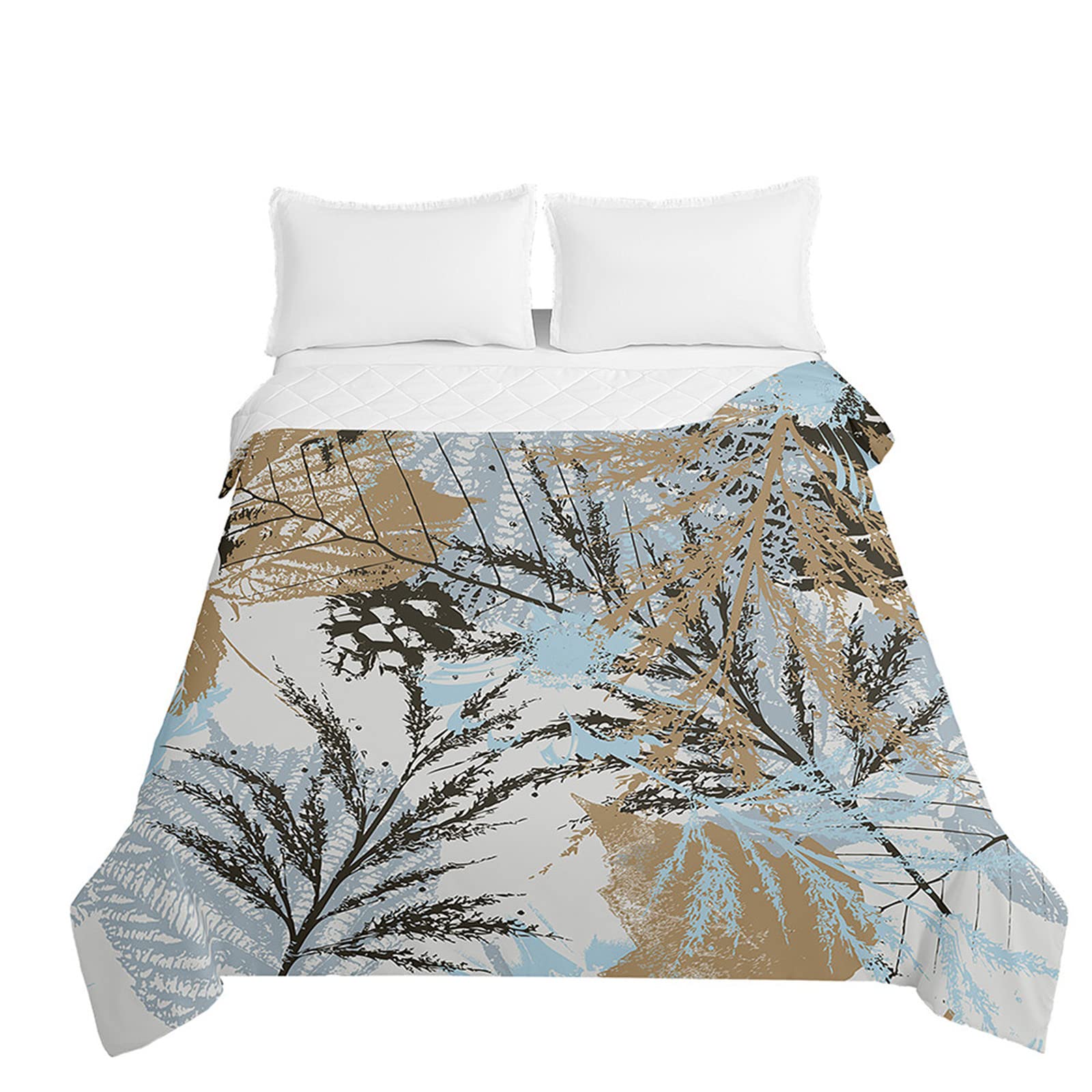 Odot Couvre Lit Boutis Matelassé Pour 1/2 Personnes Plante Motif Dessus De Lits Microfibre Doux Couverture De Lit Courtepointe Printemps Èté Jeté De Lit (200x230cm,Plantes D'été