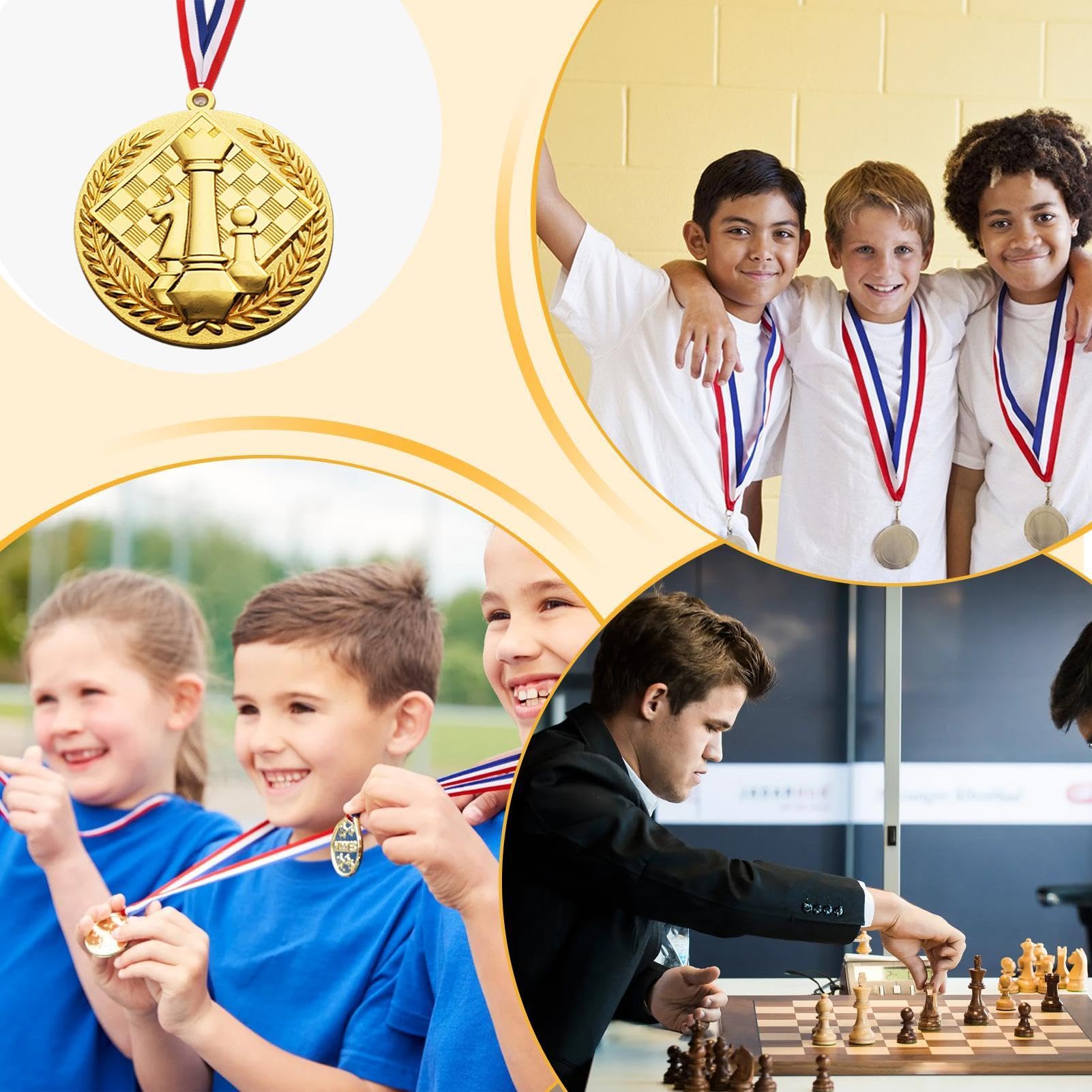 Medallas para premios: medallas de ajedrez en relieve, medallas de oro para niños, medallas portátiles de rollo de honor, premio de trofeo, regalo para niños y adolescentes