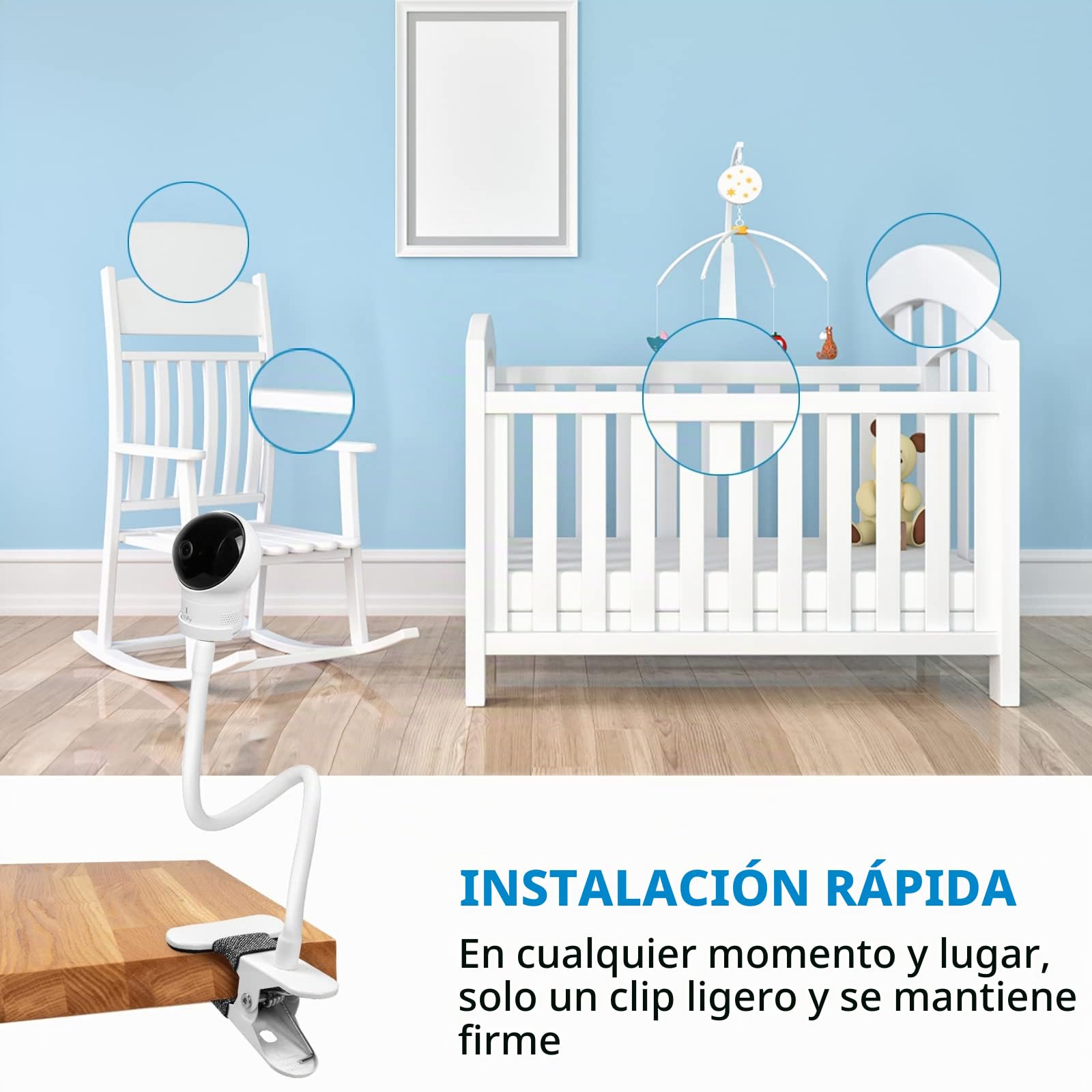 Hossom Soporte Flexible para Cámara y Webcam con Conexión Roscada 1/4", 2 Adaptadores 3/8" - para Logitech C925e C922x C922 C930e C930 C920 C615, GoPro Hero10/9/8/7/6/5, Hero MAX (Blanco, 40cm)