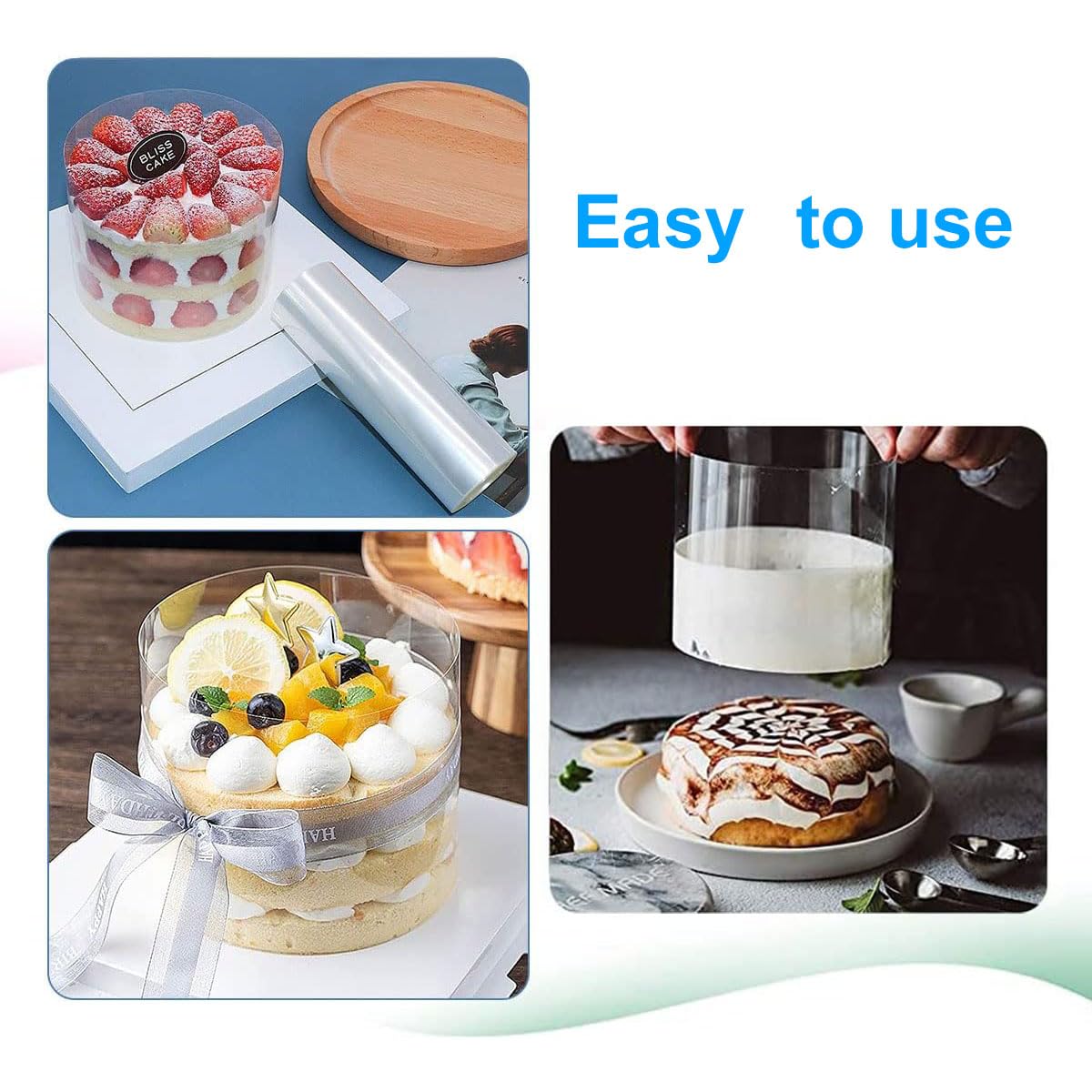 Rollo de Acetato Transparente para Repostería – Lámina de Acetato para Bordes de Tartas, 5m x 6/8/10cm – Papel de Acetato Alimentario – Ideal para Decorar Pasteles, Chocolate, Mousse y Postres