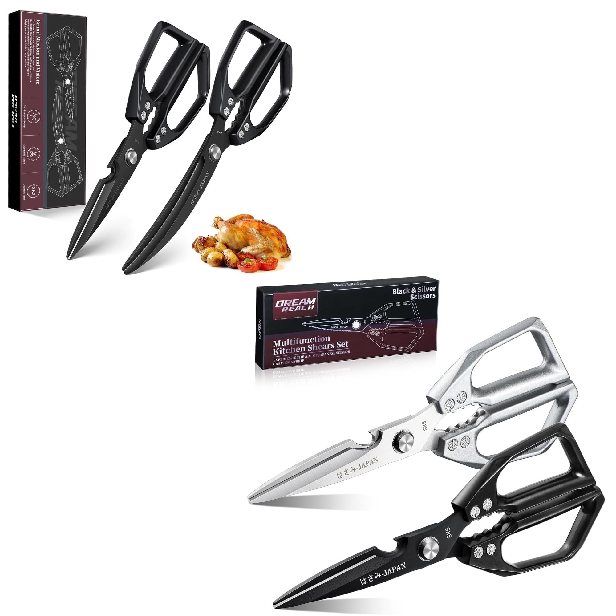 Dream Reach Küchenschere und Geflügelschere für Geflügel, Fisch, Fleisch, Gemüse, Meeresfrüchte, Geschenke für Mama