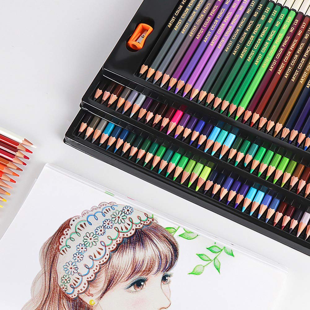 Crayons de Couleur, Kit de Dessin en Coquille de Séquoia, Crayons de Dessin avec 120 Pièces pour Croquis, Fournitures D'art Scolaires