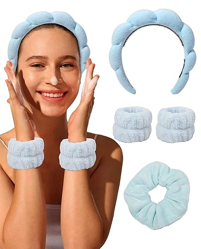 AWAYTR Diadema de esponja de spa para mujer, para lavar la cara, maquillaje de burbujas, diadema hinchada para el cuidado de la piel para niñas, disponible en Yaxa Peru
