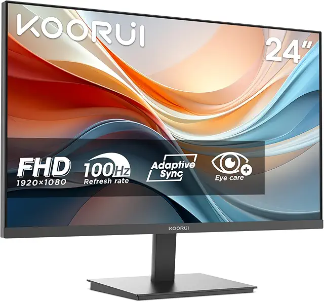 Imagen relacionada con KOORUI E2411H Monitor 24 Pulgadas, FHD 1920 x 1080 120Hz PC Monitor,IPS,Adaptive Sync VGA HDMI 1.4, Eye Care, -5° a 15° Inclinable, VESA 100 x 100mm