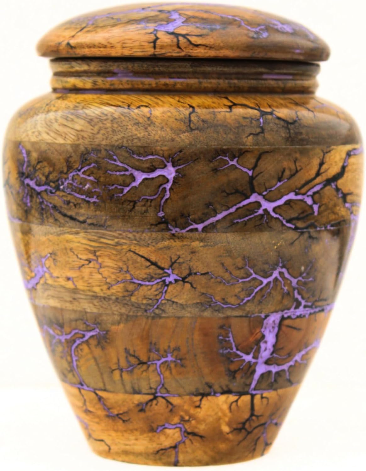 Handmaded Wooden Urn Box Lichtenberg Figure Cremation Urn for Human Ashes Adult Funeral urn Ashes Urn for Adults Sympathy Gift Memorial (Large,Pink Resin)