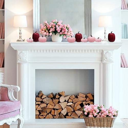 Miniatura 4 de 9 calabazas artificiales surtidas de color azul marino y bronce, calabazas decorativas rústicas de espuma sintética para otoño, otoño, Halloween,