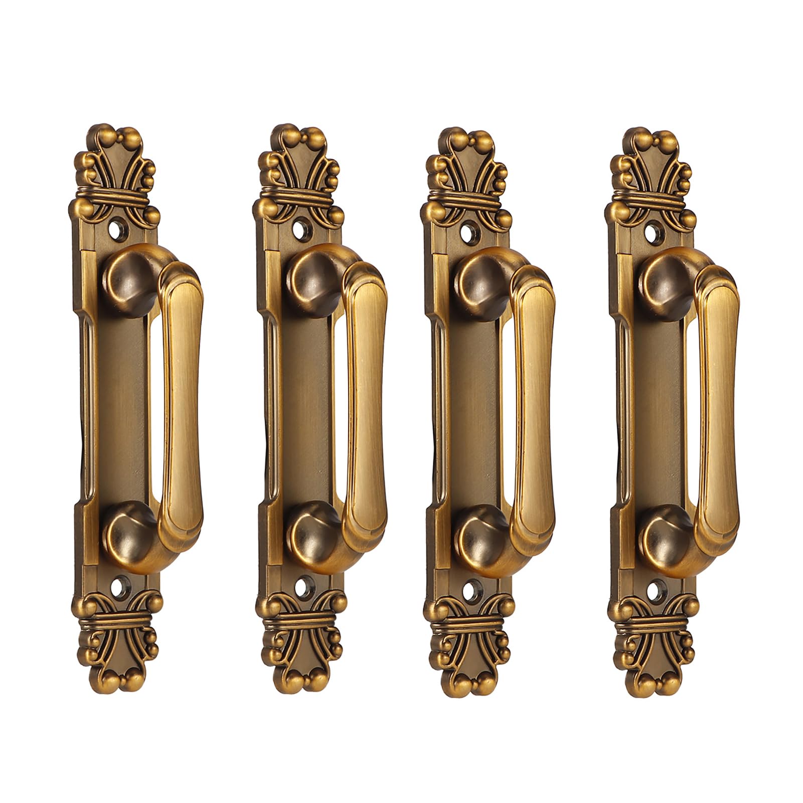 Natudeco 4Pcs European Style Door Handle Vintage Cabinet Door Pull Handles Sliding Door Handle for Kitchen Drawer Cupboard Cabinets Accessory