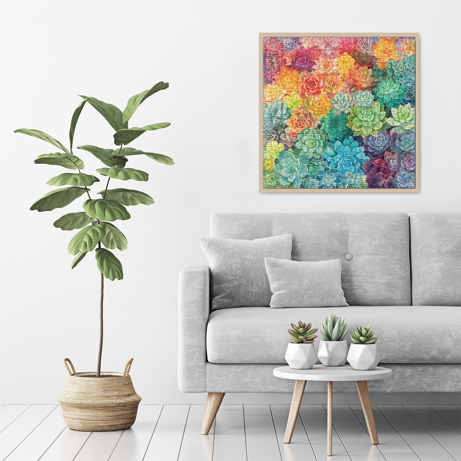 Rainbow Succulent Cactus Puzzle 1000 Piece for Adults, Colorful Gradient Plant Jigsaw Puzzles for Women, Aesthetic Pretty Beautiful Flower Garden Spring Puzzles - Image 6