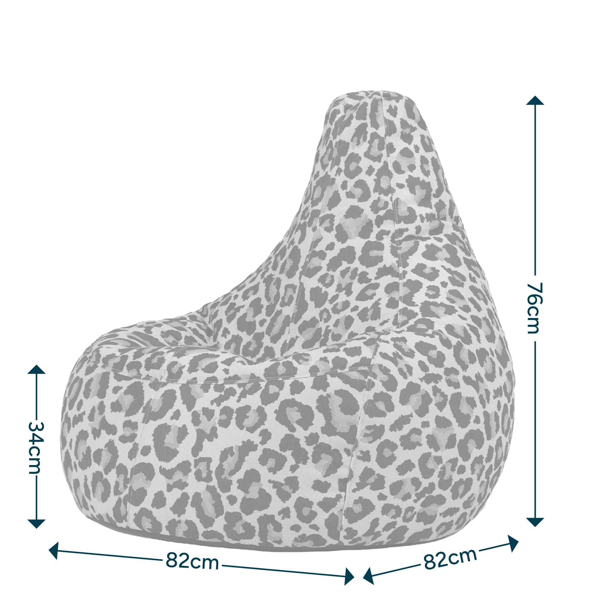 Icon Dalton Leopard Sitzsack, Webstoff, Gaming Sitzsack Erwachsene mit Füllung, Bean Bag, Lounge Sessel, Lounge Stuhl, Garten, Schlafzimmer, Wohnzimmer, Wohnzimmer Möbel
