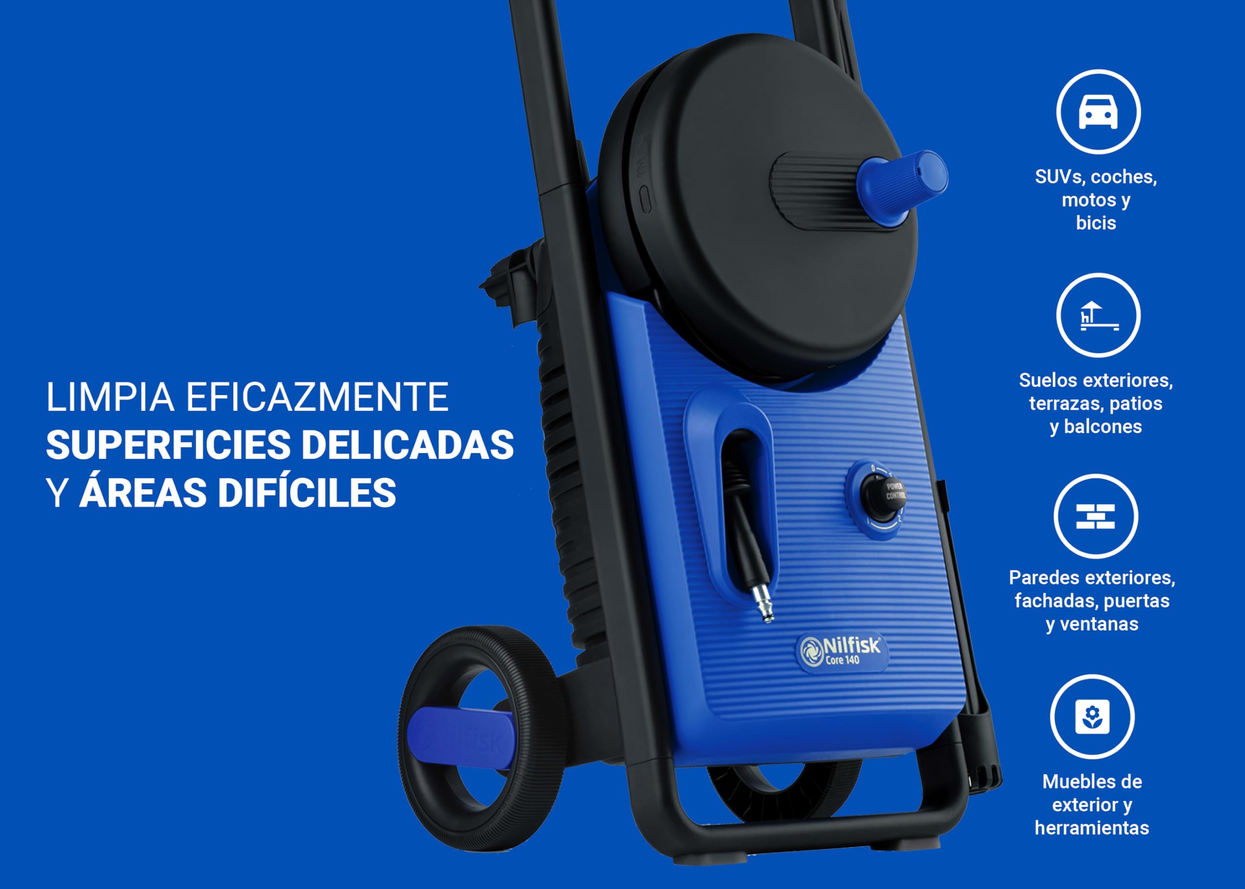 Nilfisk Hidrolimpiadora de Alta Presión Core 140 Bares con PowerControl - Limpiadora para Jardín, Patios y Coches (1800 W)