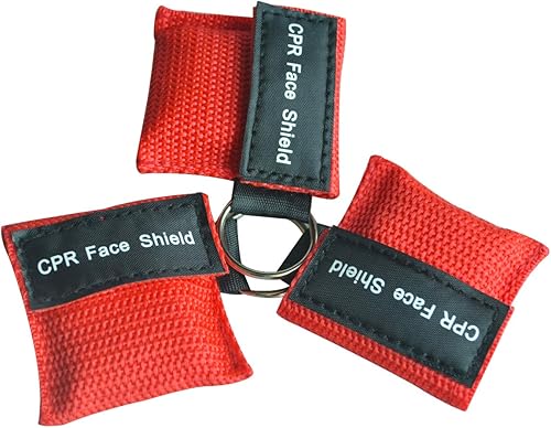 Miniatura 2 de 6 máscaras de primeros auxilios para CPR con bolsa para llavero, kit de emergencia CPR, Rojo