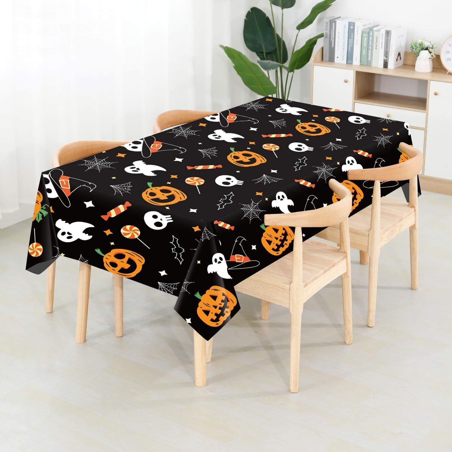 Halloween Pumpkin Tablecloth, Halloween Table Decorations, Halloween Tablecloths, Pumpkin Spider Web Ghost Bat Waterproof Tablecover for Indoor Outdoor Halloween Party Home Decorations - Image 4