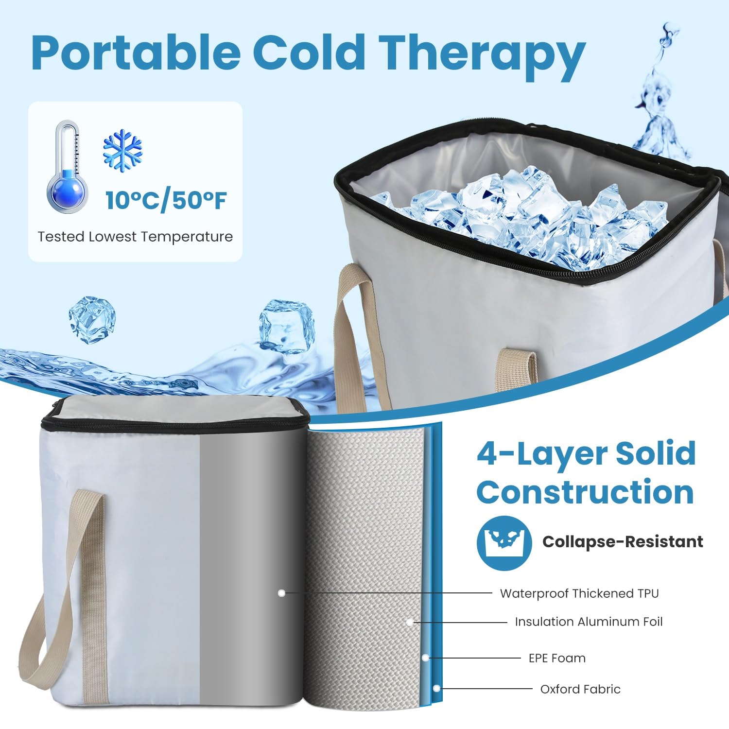 Cold Therapy Machine with Programmable Timer, Ice Therapy Machine, Post-Surgery Continuous Cryotherapy Cold Pack, Cold Therapy System with 3 Elastic Bands for Knee, Ankle, Shoulder, Back and Leg