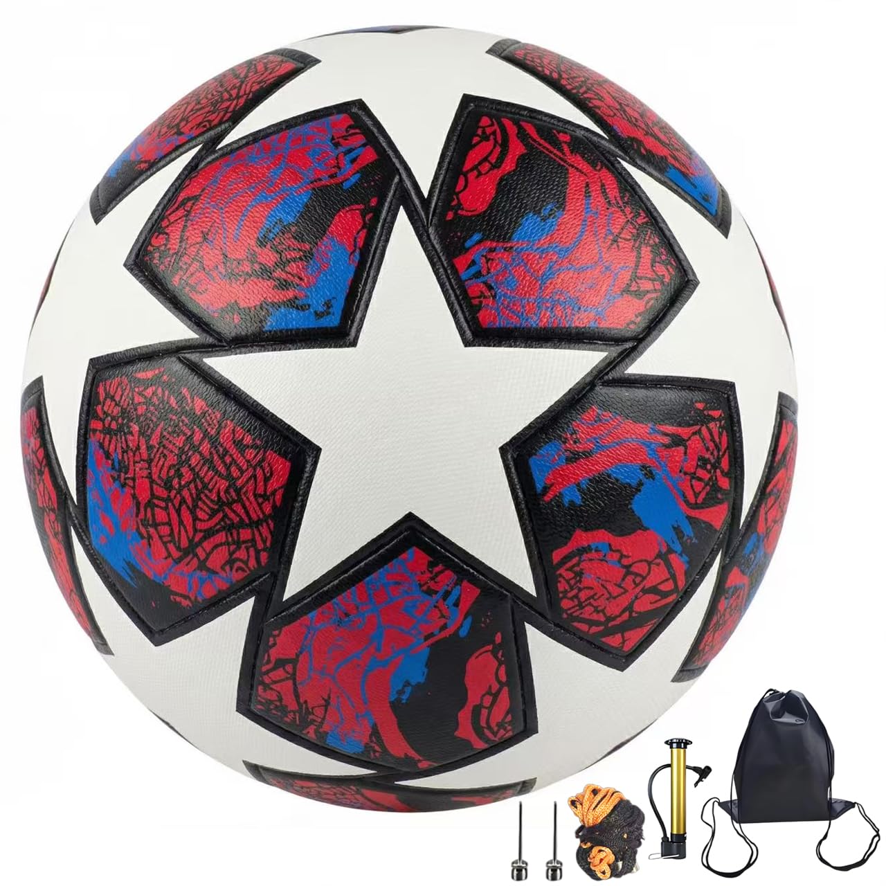 Liga Fußball, Geburtstagsgeschenk Nr. 5 Fußball, nahtlose Nähte für Haltbarkeit, wasserdichtes PU-Leder, inklusive Pumpe und Ballnadel-Netz-Aufbewahrungstasche für einfaches Tragen