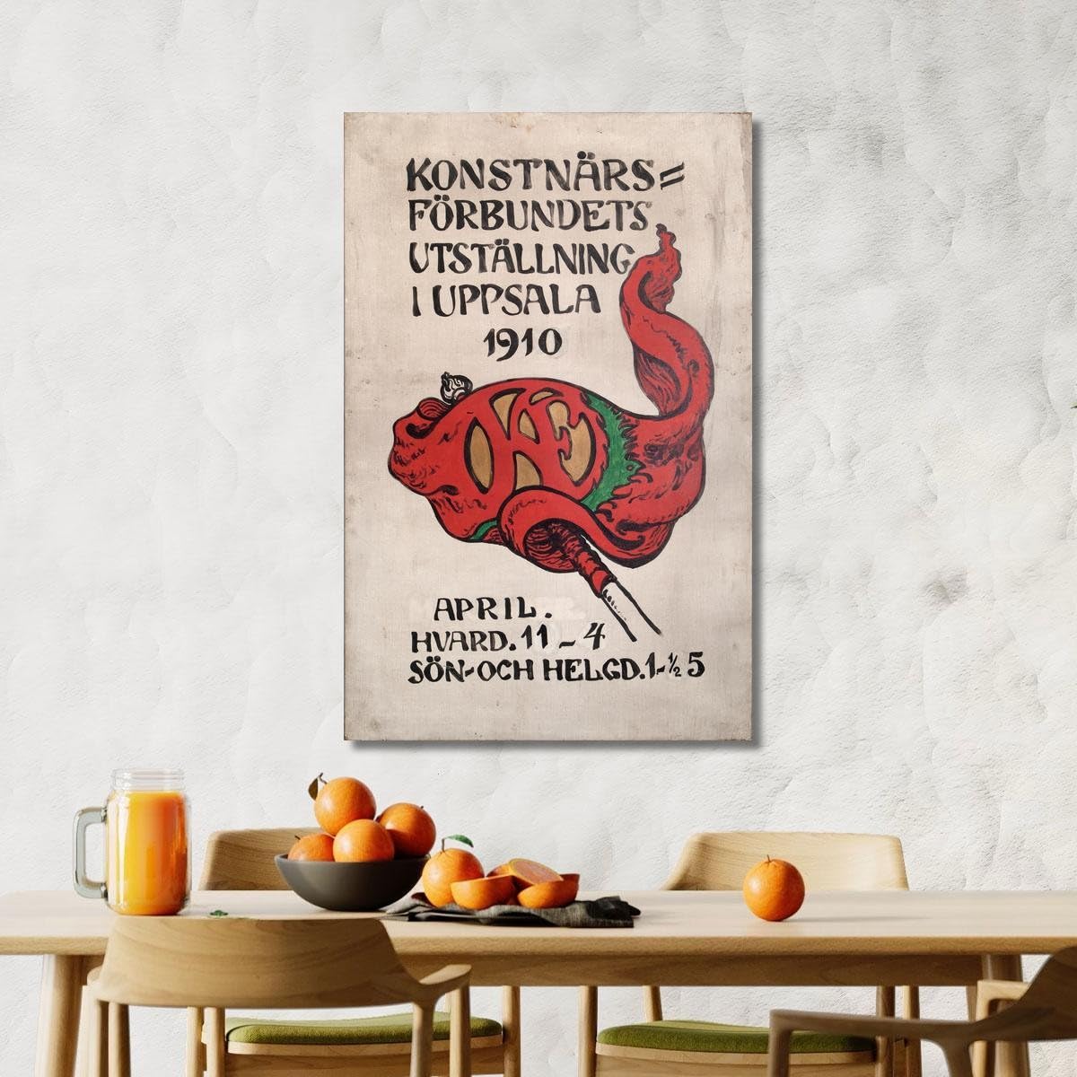 Cartel para la exposición de la Artists' Society A Uppsala Nils Kreuger, nkr41 Cuadro impreso sobre lienzo Fine Art, enmarcado listo para colgar, montado a mano, 200 x 120 cm