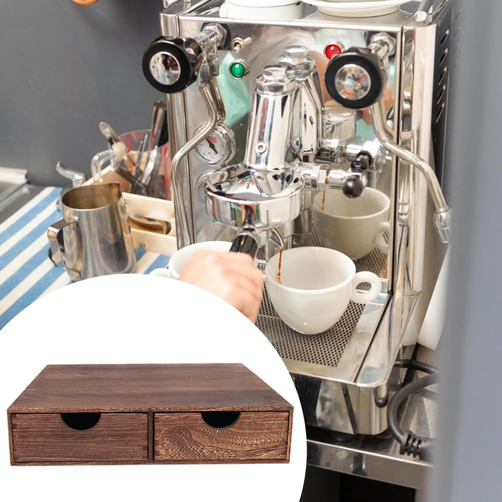 Organizer in Legno per Cialde di caffè con Due Scomparti, Ideale per Uso Domestico, Marrone