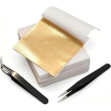 200Pcs Gold Leaf Sheets 8x8cm with Tweezers, Metallic Foil for Nail Art, DIY Craft, Furniture Decor