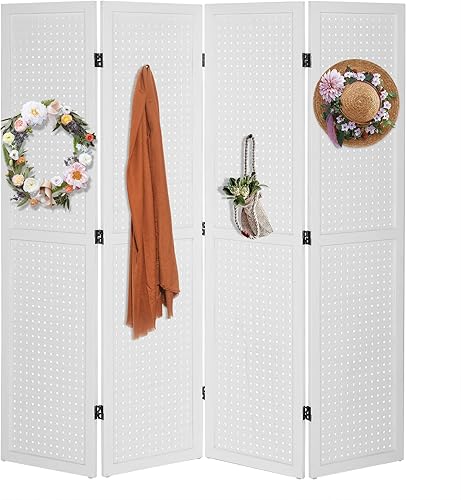 Bonnlo Tablero de clavijas de 4 paneles independiente, organizador portátil de 5 pies para exhibición de manualidades, divisor de habitación disponible en Yaxa Peru