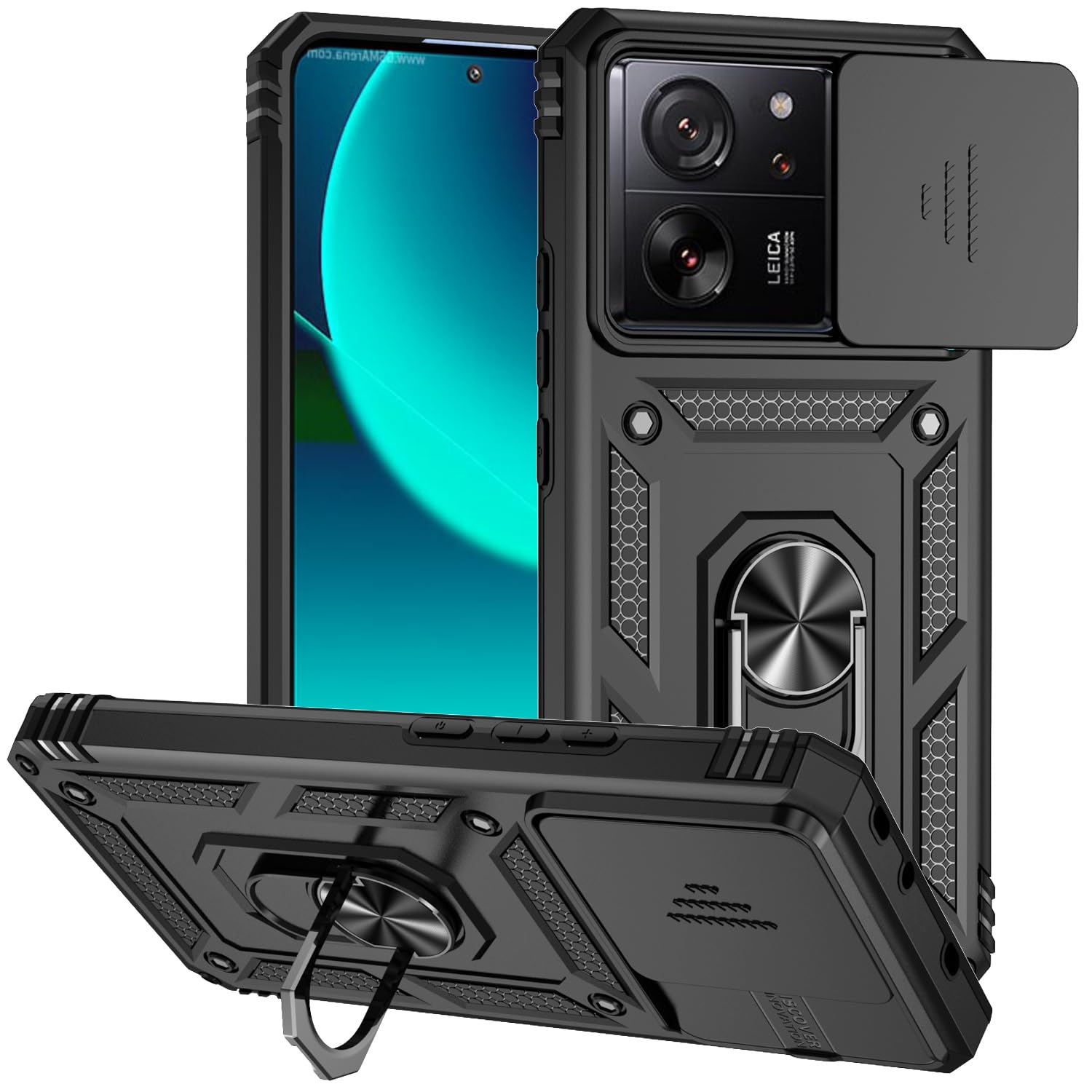 Funda Yohii Para Xiaomi 13T Pro / 13T 6.67" - Con Cristal Templado, Protección Militar Antigolpes, Negra, Con Protección Elevada Para Cámara