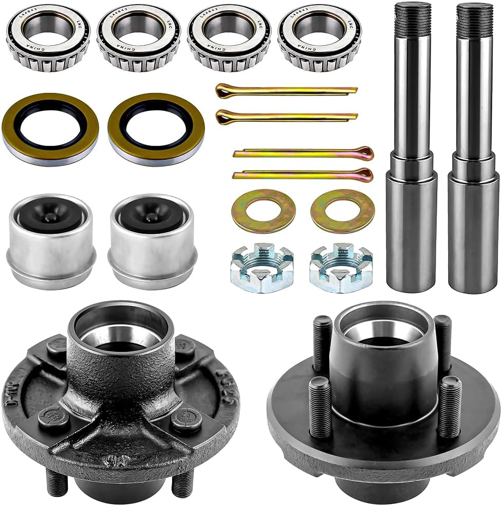 2,000 lbs Trailer Idler Hub Kit with 4 on 4" Bolt Idler Hub & Round BT8 Spindle,2 Sets