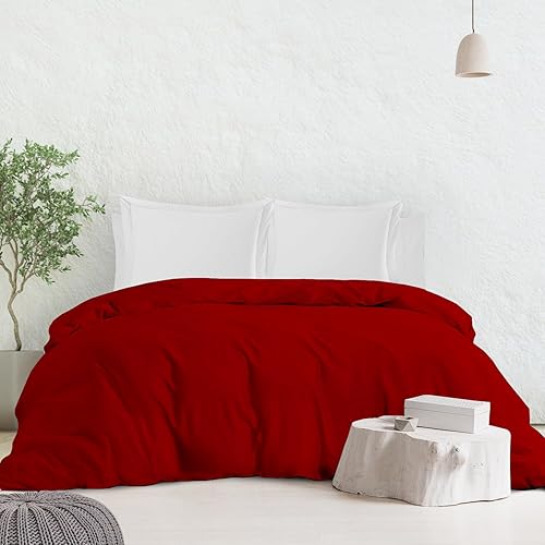 SGI bedding Lujoso juego de funda de edredón de 600 hilos, color rojo sangre, funda de edredón para invierno, ropa de cama de algodón egipcio de