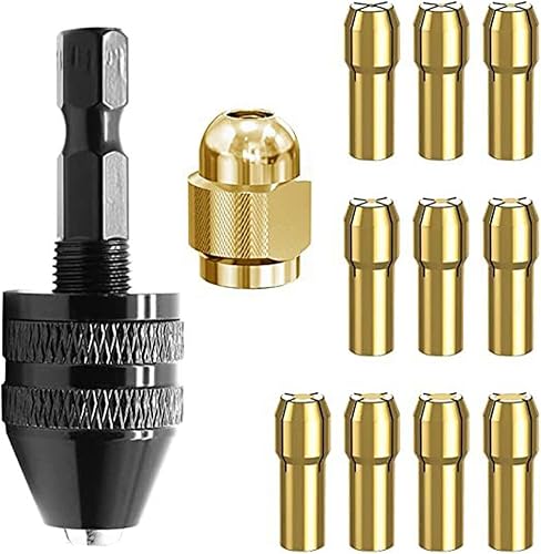 Juego de 12 pinza, juego de pinzas de latón, portabrocas para portabrocas de 132" (0.8mm) a 18" (3.2 mm), accesorios de herramientas rotativas