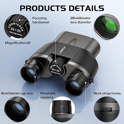 Miniatura 2 de Prismáticos de alta potencia de 12 x 25 para adultos, prismáticos compactos con visión clara de poca luz, fácil enfoque, binoculares pequeños