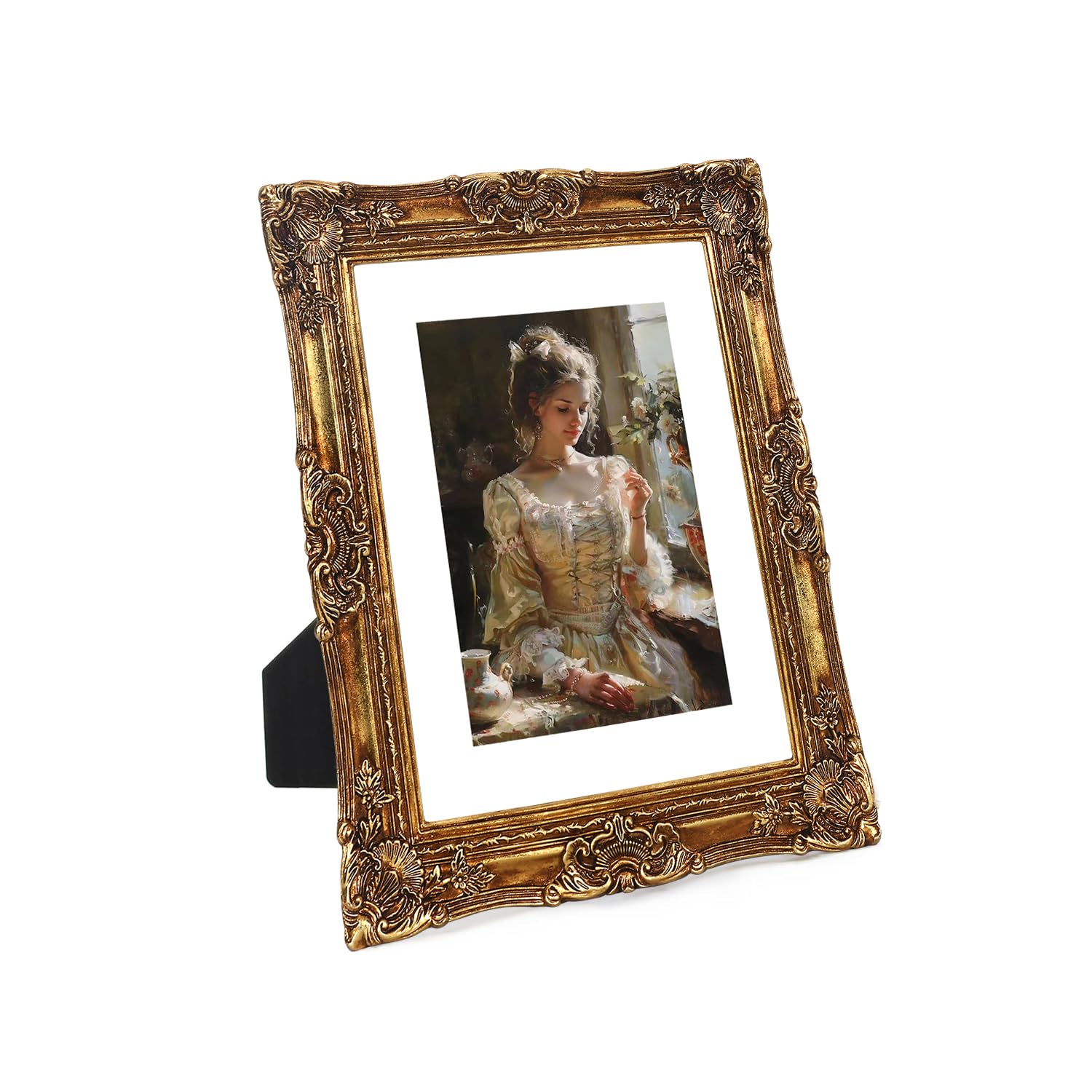 Vintage ramka na zdjęcia 8 x 10 złota antyczna ramka na zdjęcia z matą 5 x 7 ozdobne ramki na zdjęcia ze szkłem akrylowym barokowy blat ścienny wiszący dekoracja domu ramki na plakaty