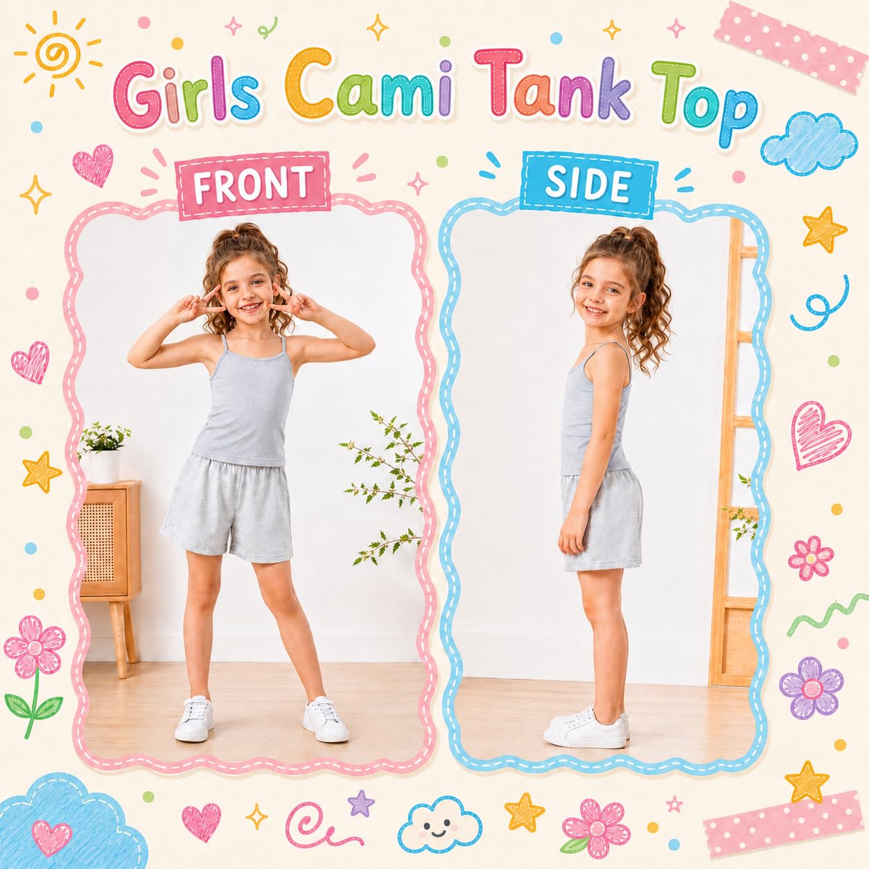 Ensemble de 4 Gilets de Couleur Unie Classiques pour Enfants pour Les Filles de 2 à 10 Ans, Gilet de Travail en Coton, Lot de Plusieurs