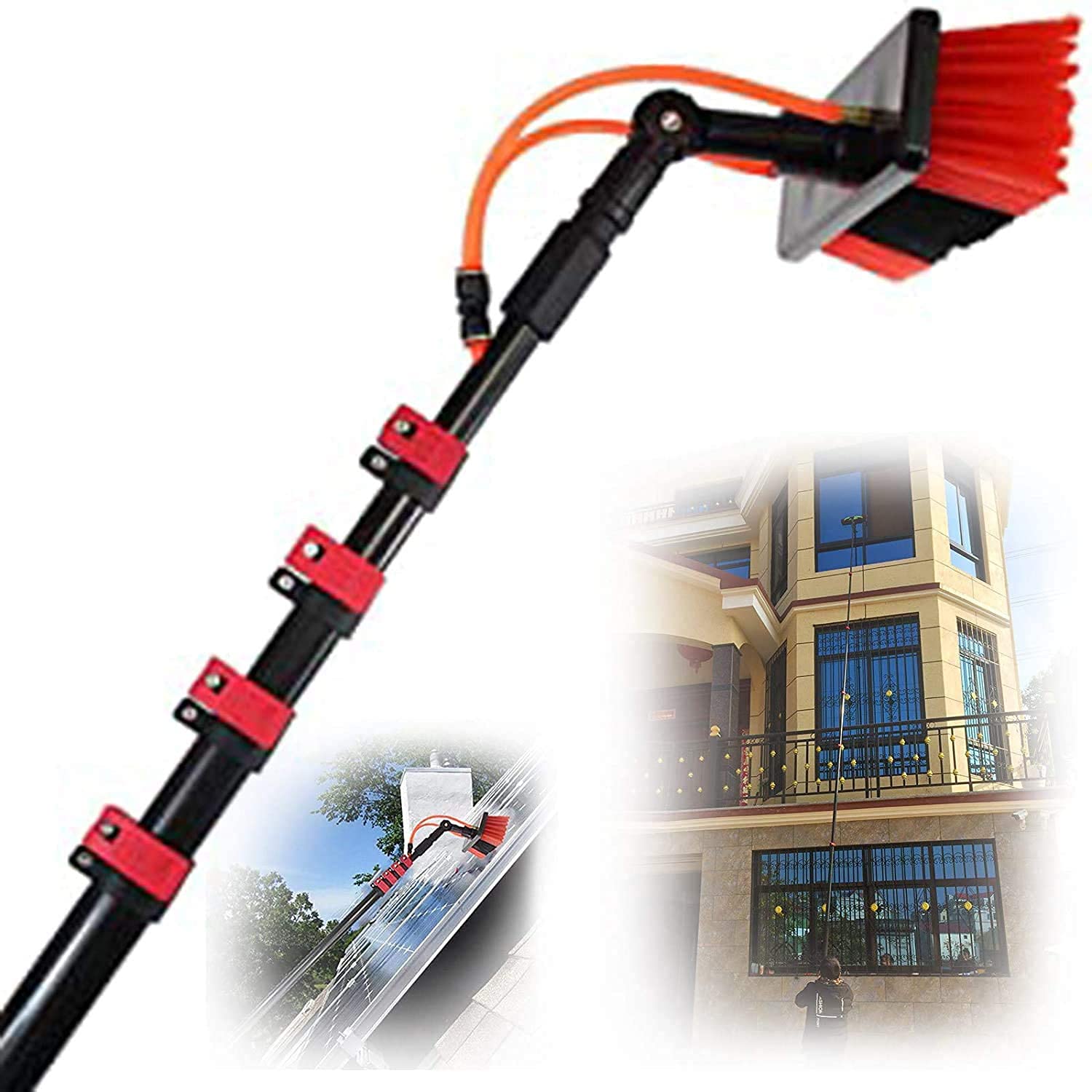 HADECOLL Teles Window Cleaner Water Wash Brush Kit And Solar Panel Cleaning System W/Brush Pole Washing Tool,Size_Name-24Ft/7.2M