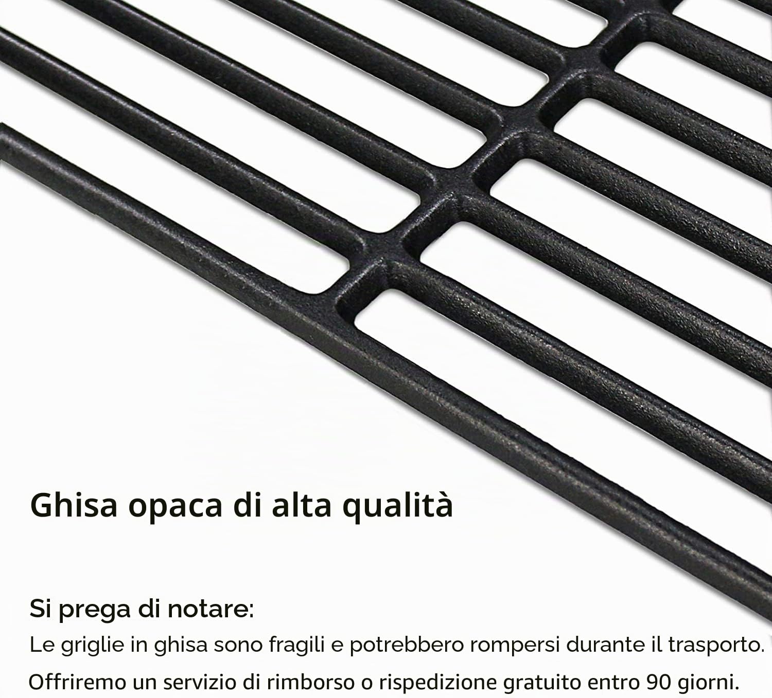 GFTIME Griglie di cottura in ghisa, 43 x 21 cm, per Charbroil Gas2Coal 330, Charbroil Advantage Series, Barbecook Siesta 310, Landmann Triton 3&4, Profi Cook PC-GG 1058/1059, 2 pezzi di ricambio