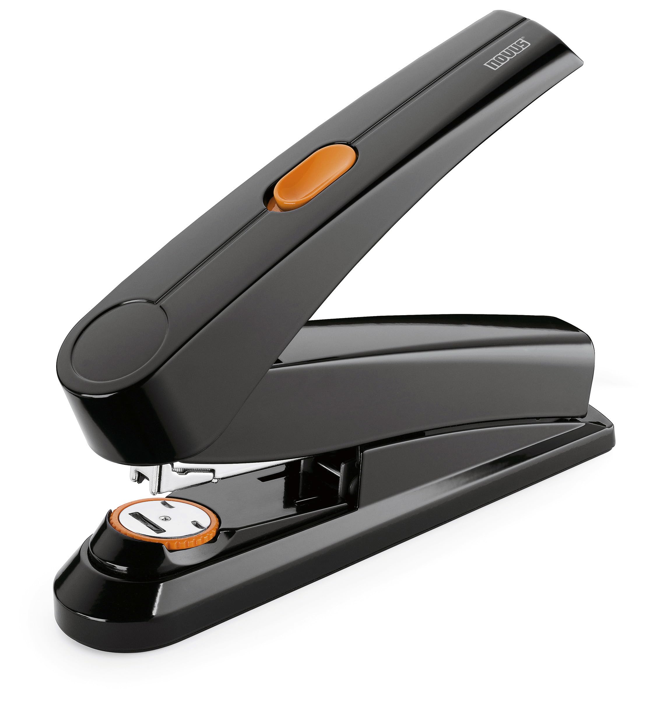 B8fc Flat Clinch Stapler, 70% Less Effort, 50 Sheet Capacity, Dual Staple Guide, German Engineered, Staple|Pin|Tack, Black (020-1673)