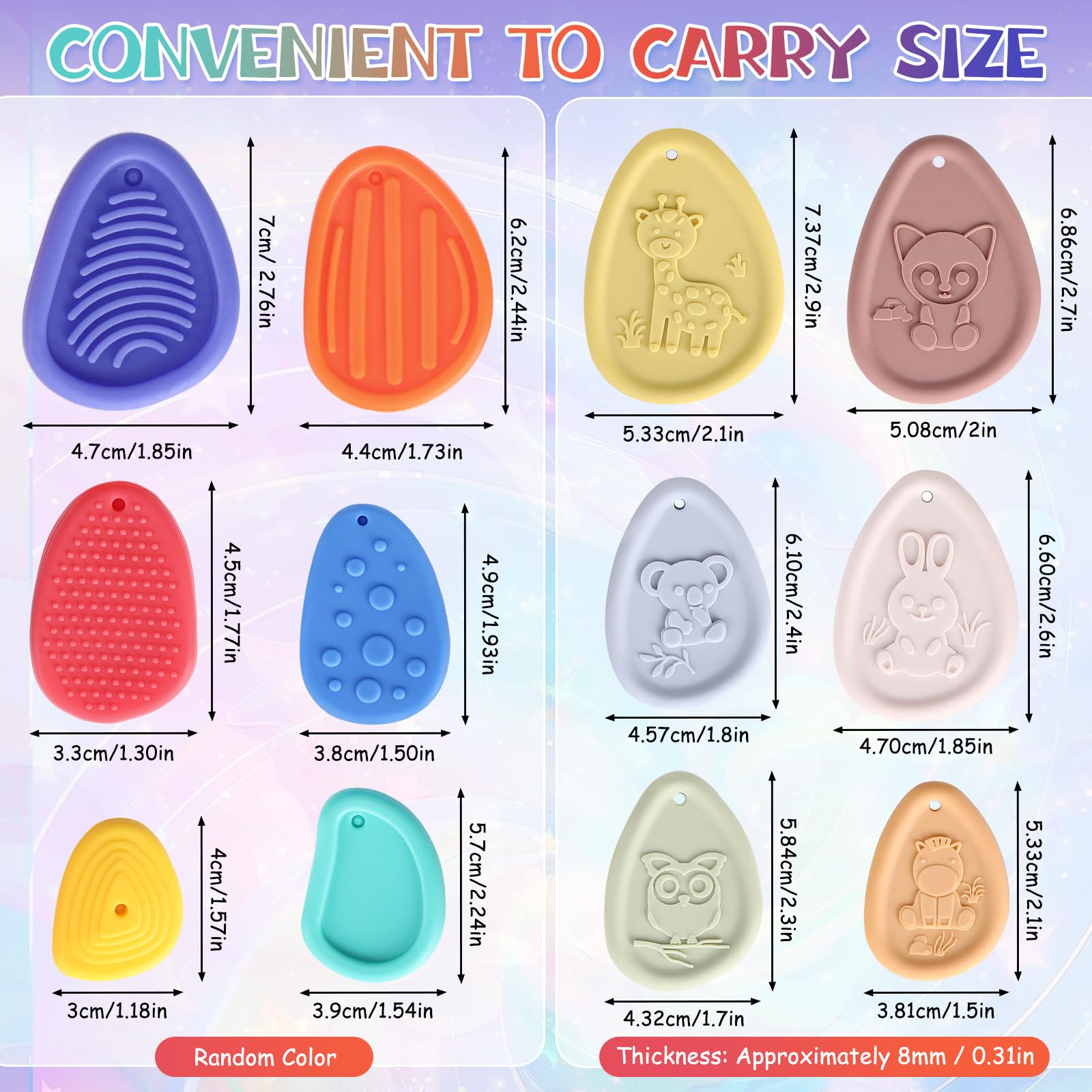 12 Pack Sensory Stones for Autism, Textured Soft Stone Fidget Toys, Silicone Worry Stone for Autism Kids Calming, Sensory Stones for Kids, Worry Stones Travel Toy for Students Anxiety Relief - Image 2