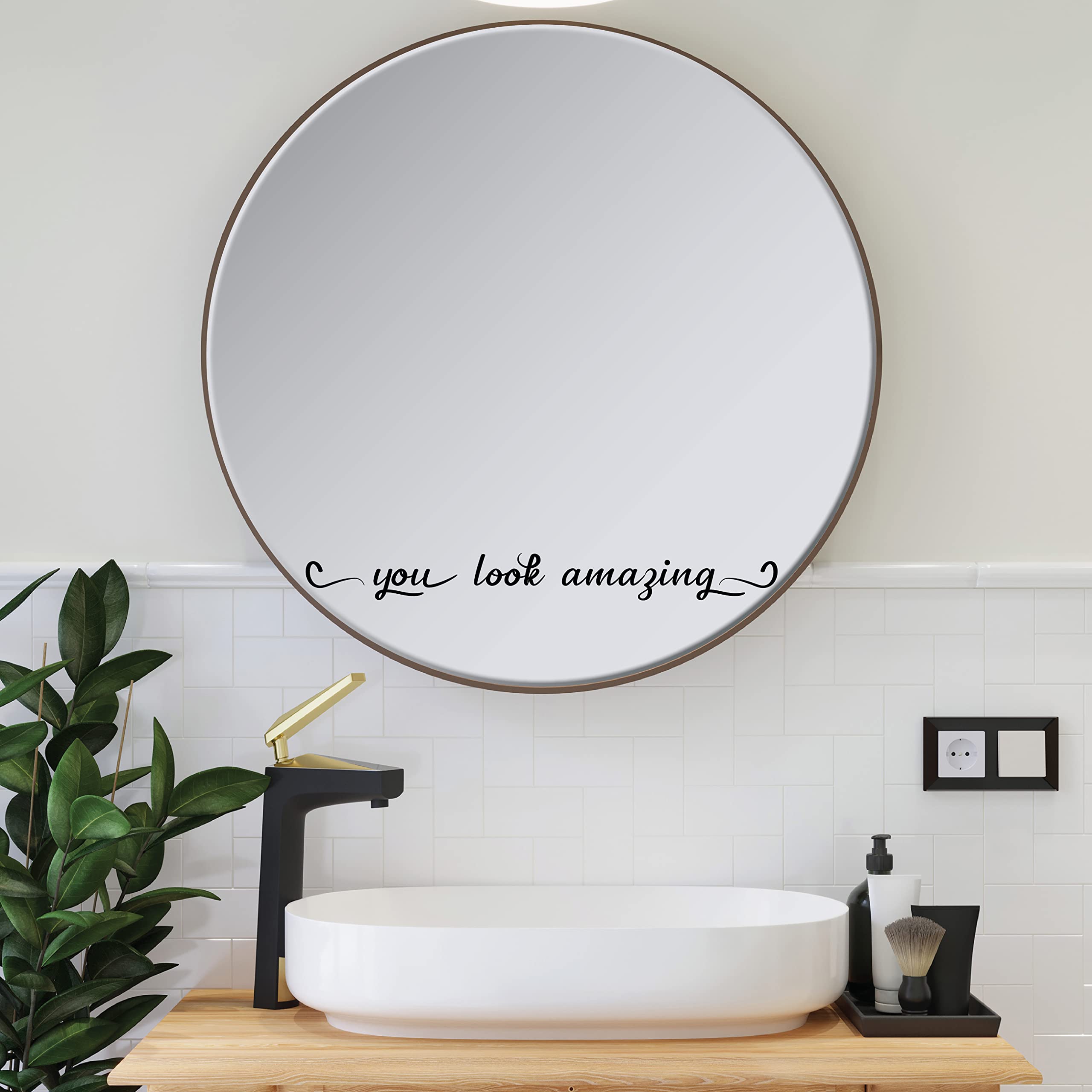 You Look Amazing Mirror Decal - Vinyl Decal Bathroom Decor Shower Door Decal - Mirror Peel and Stick Wall Art for Bedroom Living Room Office Bathroom Mirror Decoration 18x2 inchazing Mirror Decal - Inspirational Quote Mirror Decal - Vinyl Decal Bathroom Decor Shower Door Decal 18x3 inch