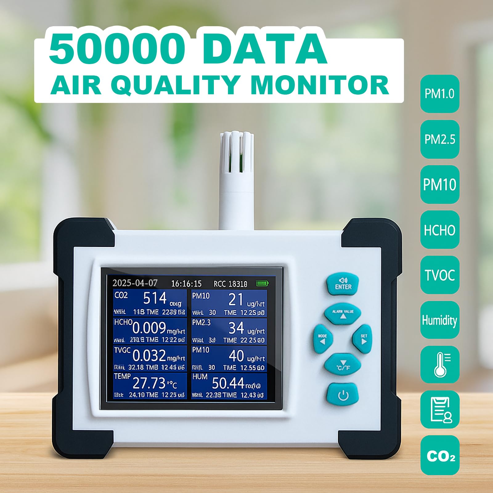 Detecta la cantidad y calidad de PM0.3/2.5/10 um tamaño de partícula dustAir Quality Monitor Contador de partículas de polvo, alta sensibilidad de 3 canales PM0.3/2.5/10 um