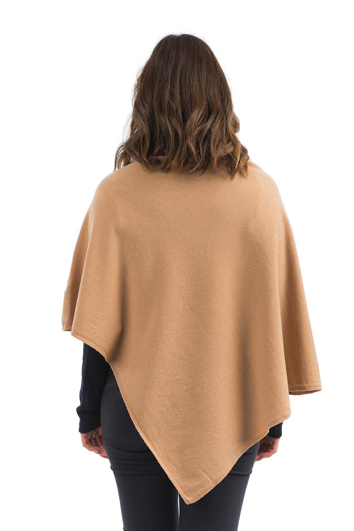 Dalle Piane Cashmere - Poncho in misto cashmere - Made in Italy - Donna, marrone chiaro, Taglia unica