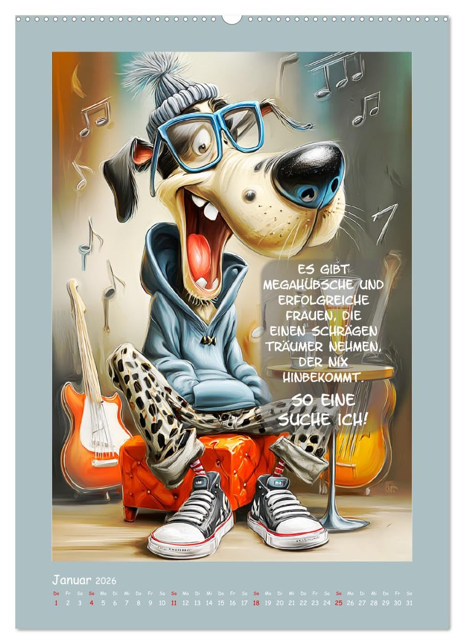 Hundstage. Bissiger Humor vom Feinsten (hochwertiger Premium Wandkalender 2026 DIN A2 hoch), Kunstdruck in Hochglanz: Ein urbaner Cartoon-Kalender, in ... durchs Jahr streunen (CALVENDO Spass)