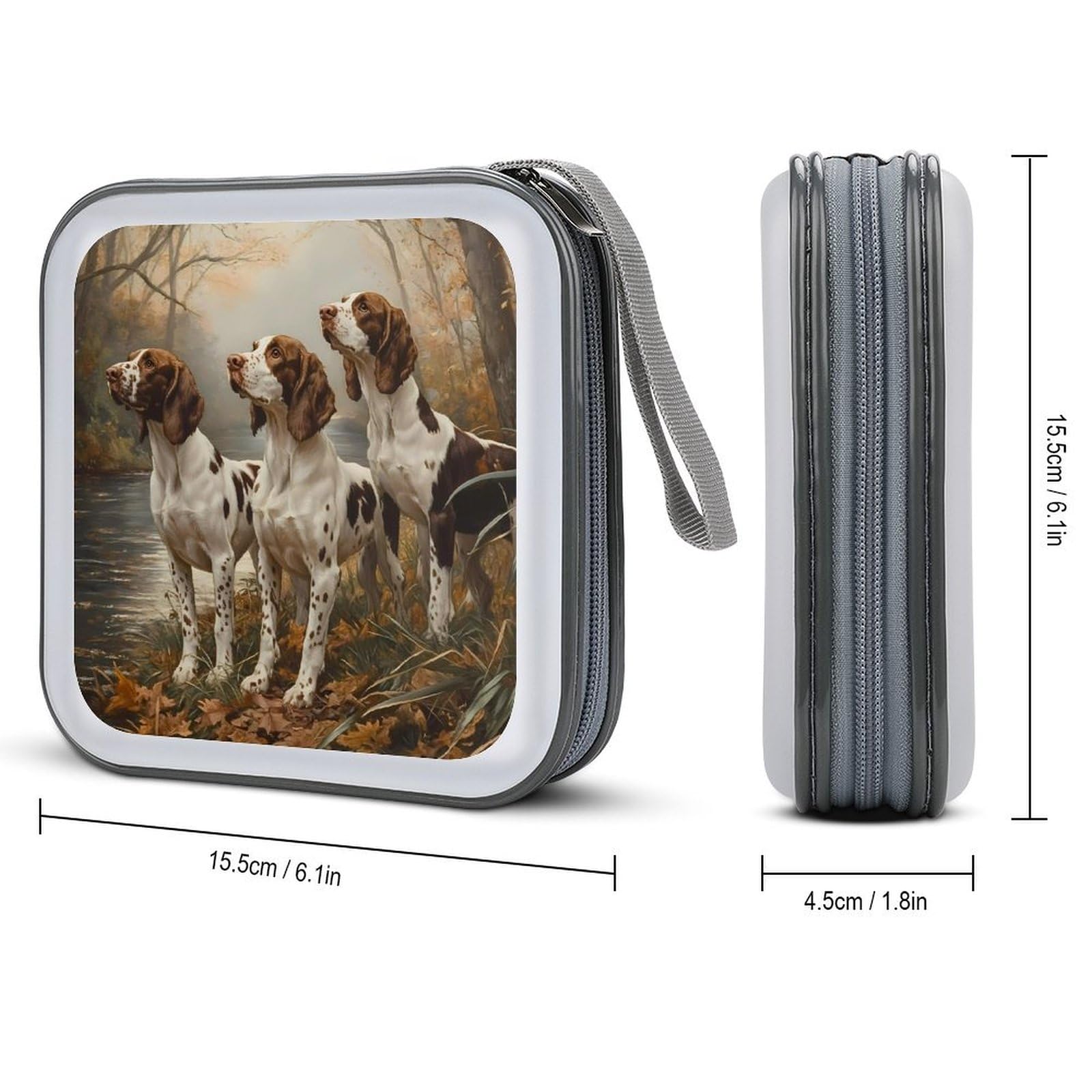 Three English Foxhounds CD Case Portable DVD Holder Storage Organizer for Home Travel