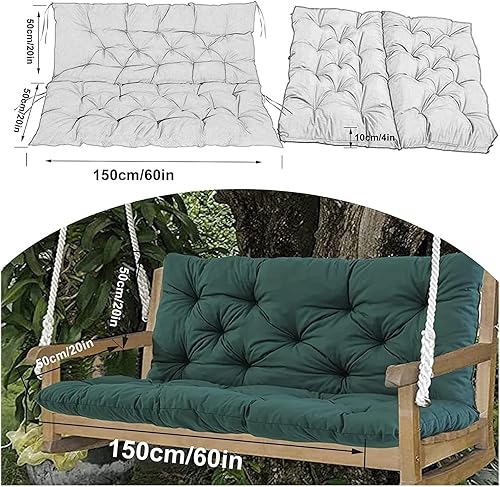 Miniatura 7 de Cojín de repuesto para columpio para porche al aire libre, impermeable, cojín de banco de 2 a 3 plazas, cojines de repuesto para patio, porche,