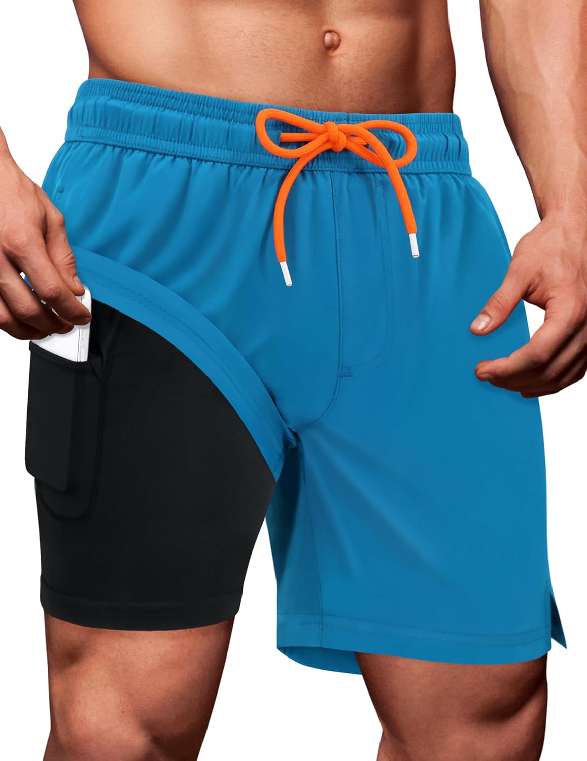 Sarfel Mens Swim Trunks 5 Inch Mens Bathing Suit with Compression Liner Men's Board Shorts Men's Swimwear Quick Dry Swimsuit