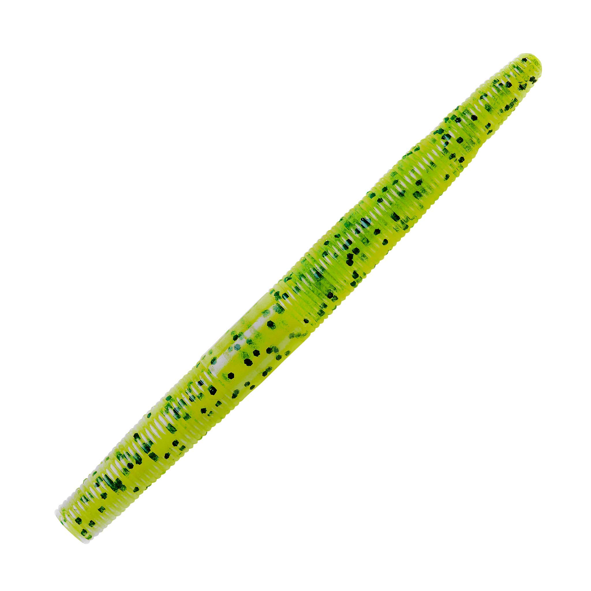 Yum Lures Dinger Classic Worm All-Purpose Soft Plastic Bass Fishing Lure - Great Texas Rigged, Wacky Style, Carolina Rigged, Pitched, Etc., Chartreuse Pepper, 4'' — image 1